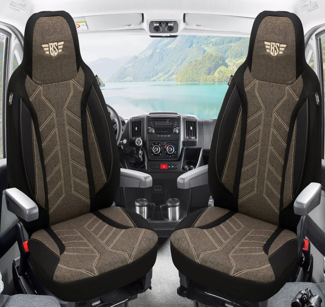 Bremer-Sitzbezüge istuinsuojat Ducato/ Jumper/ Boxer X250, 2 kpl, useita värejä Musta/ ruskea