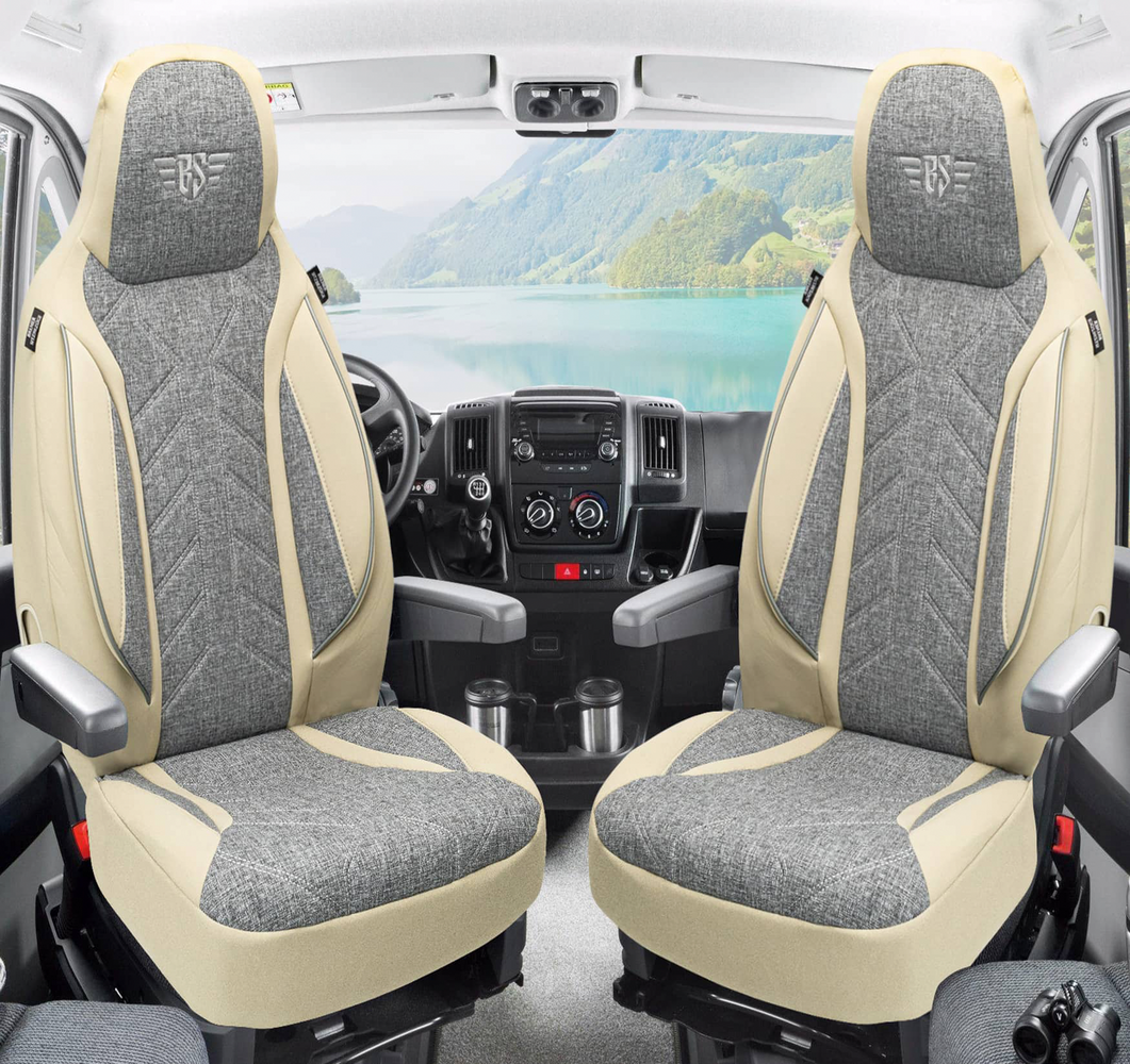 Bremer-Sitzbezüge istuinsuojat Ducato/ Jumper/ Boxer X250, 2 kpl, useita värejä Harmaa/ beige