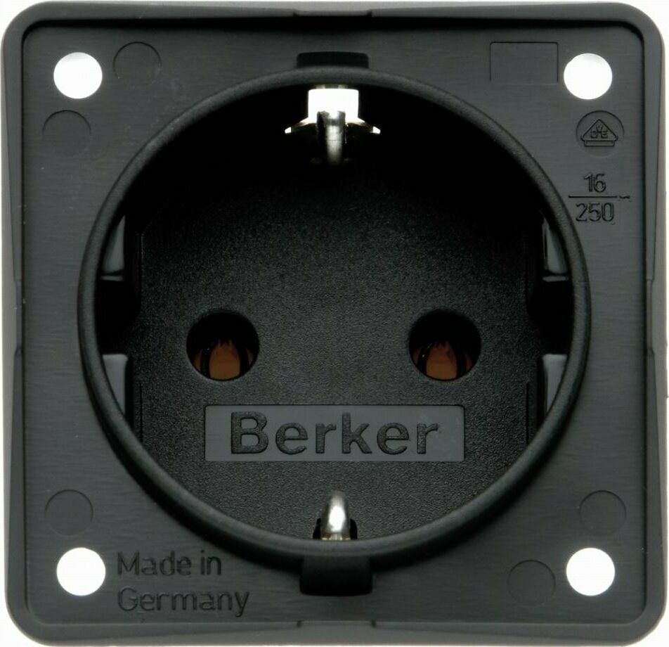 Berker schuko 230V pistorasia Antrasiitti